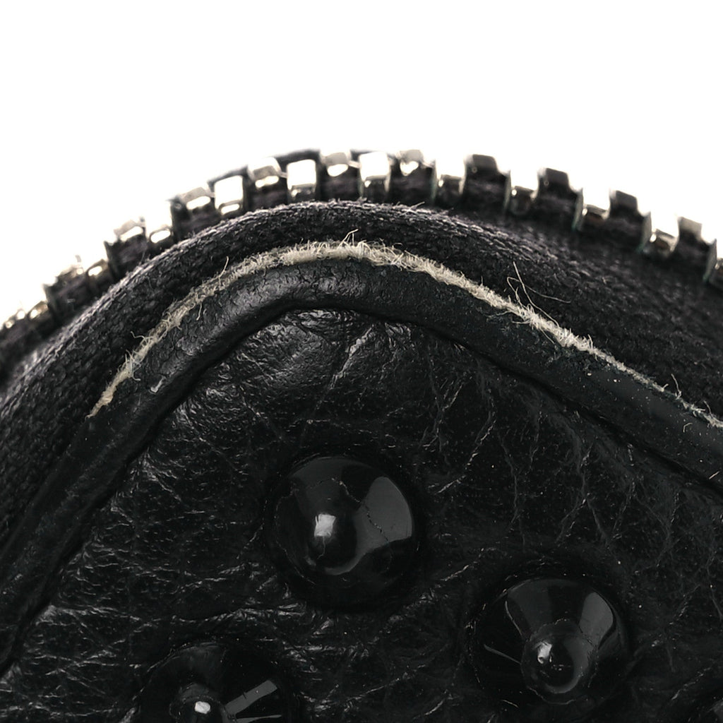 Calfskin Panettone Spiked Zip Around Wallet Black