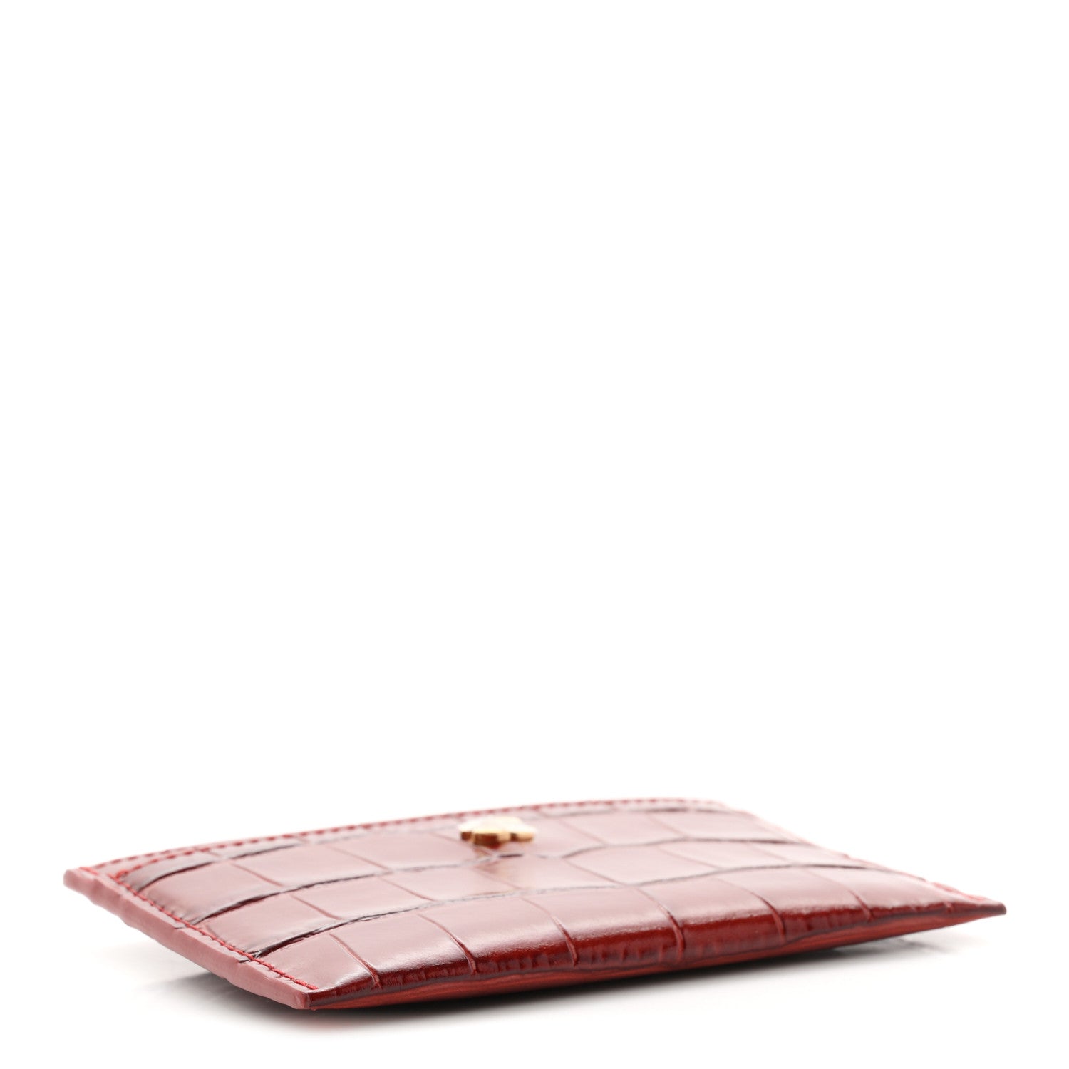 Calfskin Crocodile Embossed Crococo  Holder Burgundy