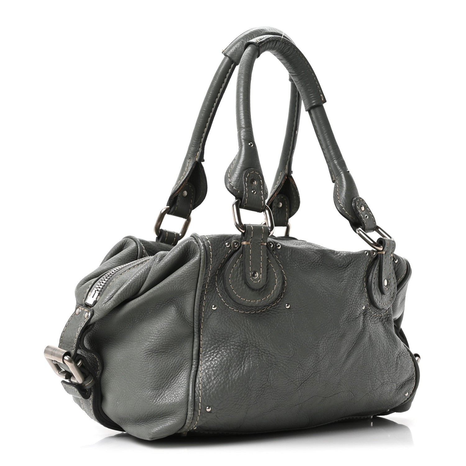 Calfskin Paddington Front Pocket Tote Gris Vert