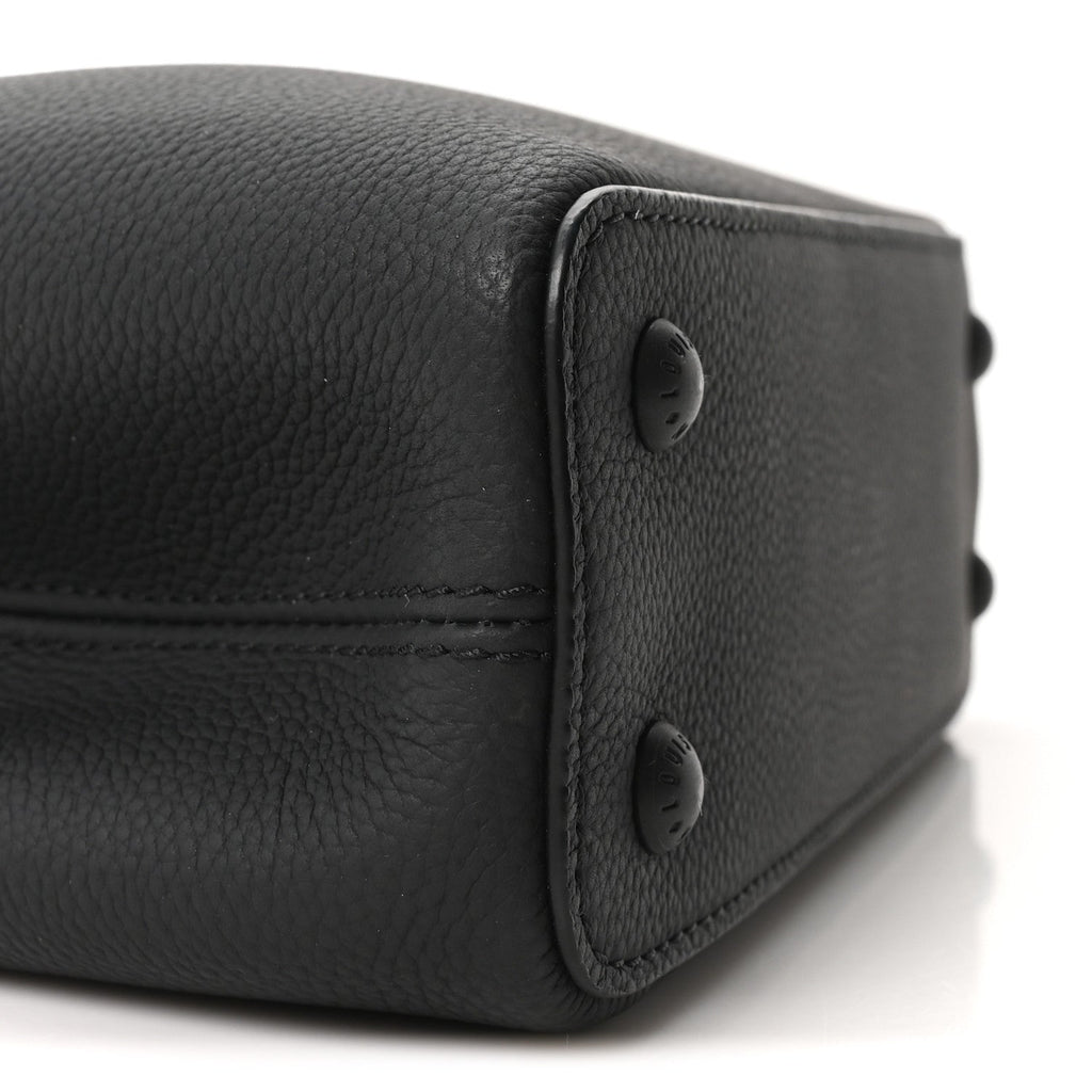 Matte Taurillon Capucines East West Mini All Black
