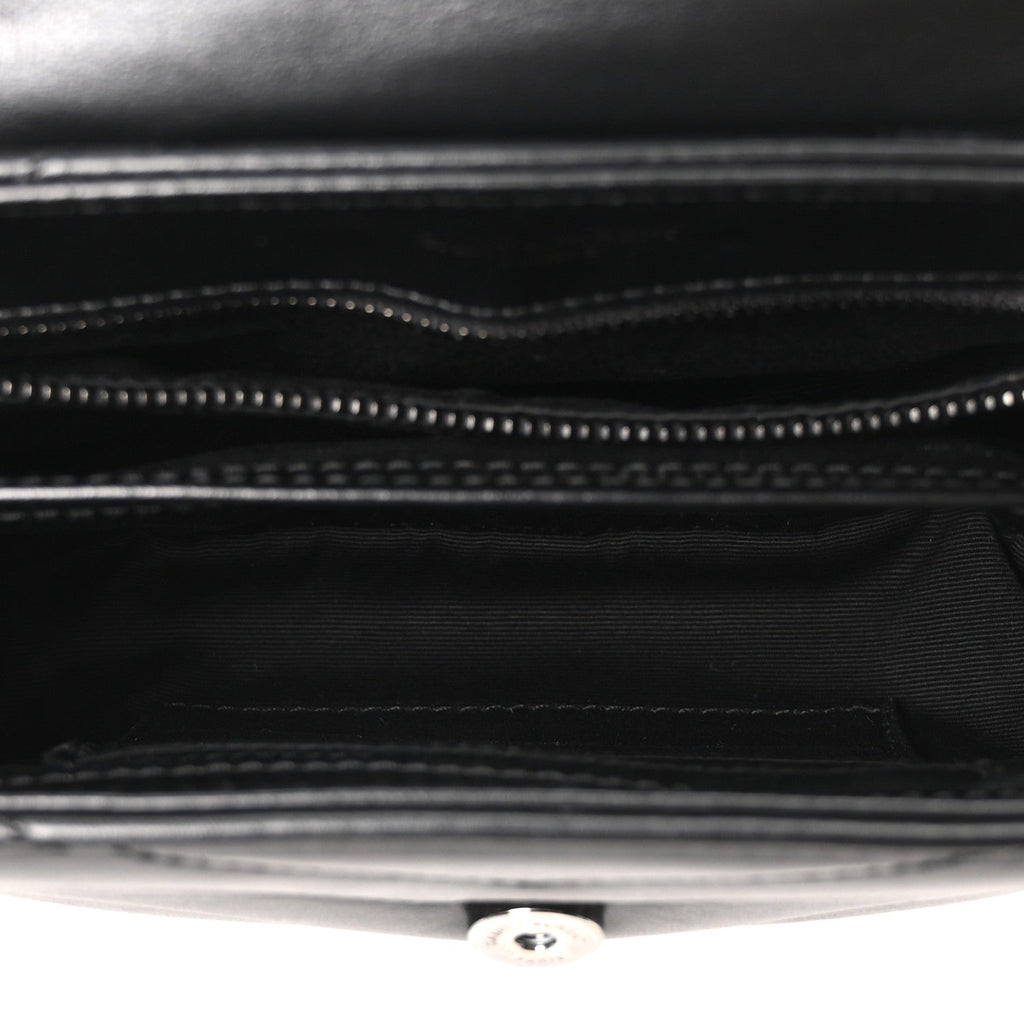 Calfskin Y Quilted Monogram Monochrome Toy Loulou Crossbody Bag Black