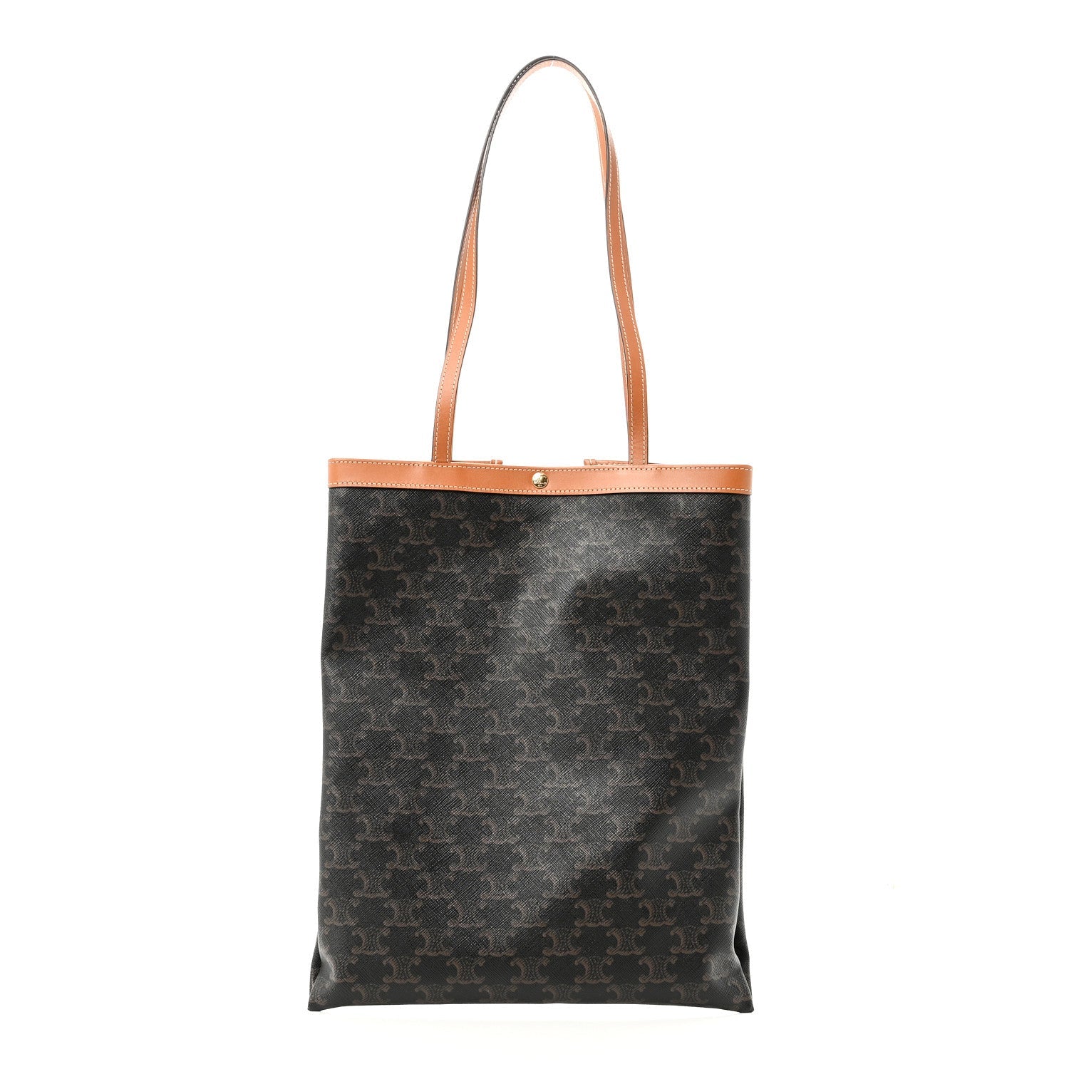 Triomphe Canvas Calfskin Flat Shopper Tote Honey