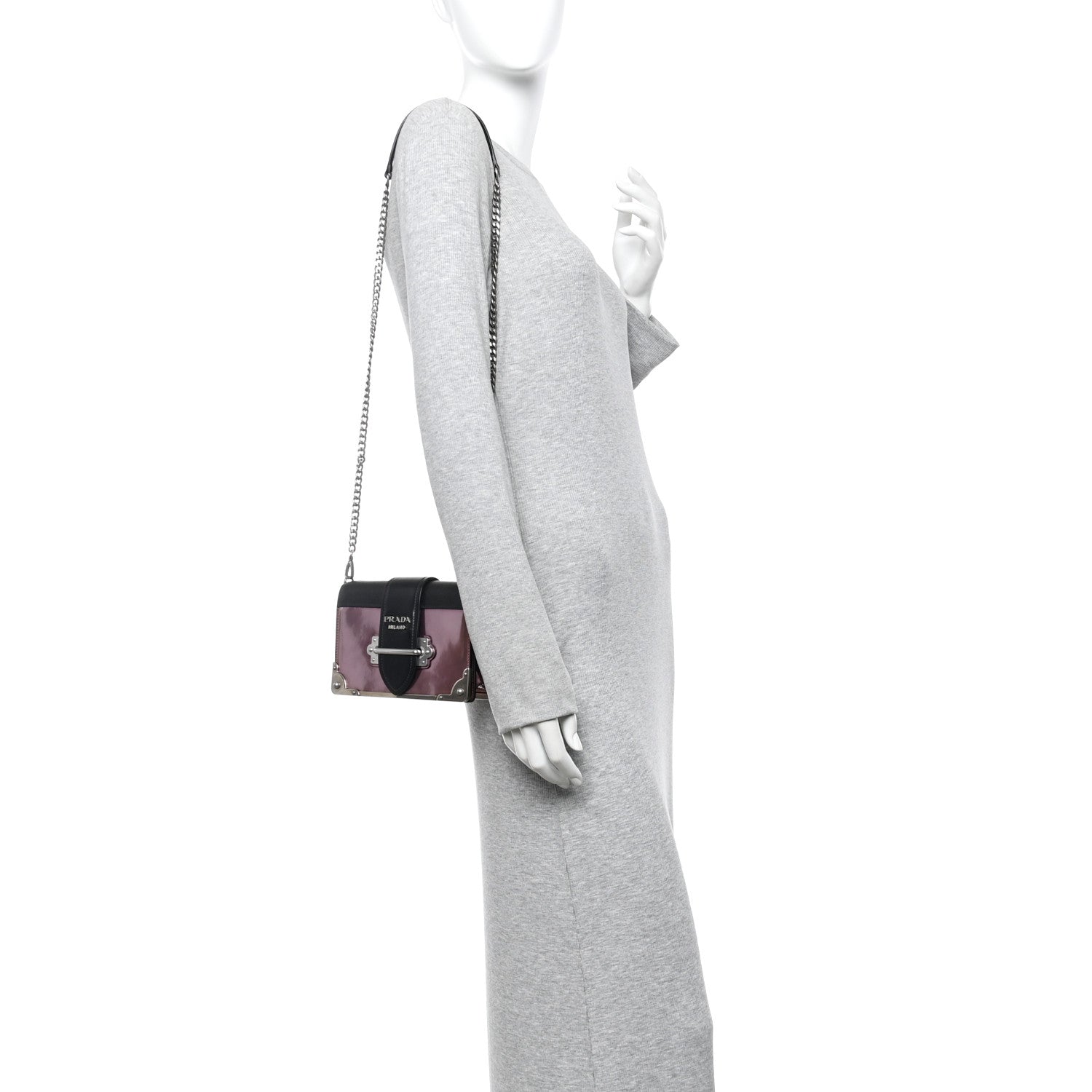 Metallic Vitello Saffiano Cahier Bag Ibisco Black
