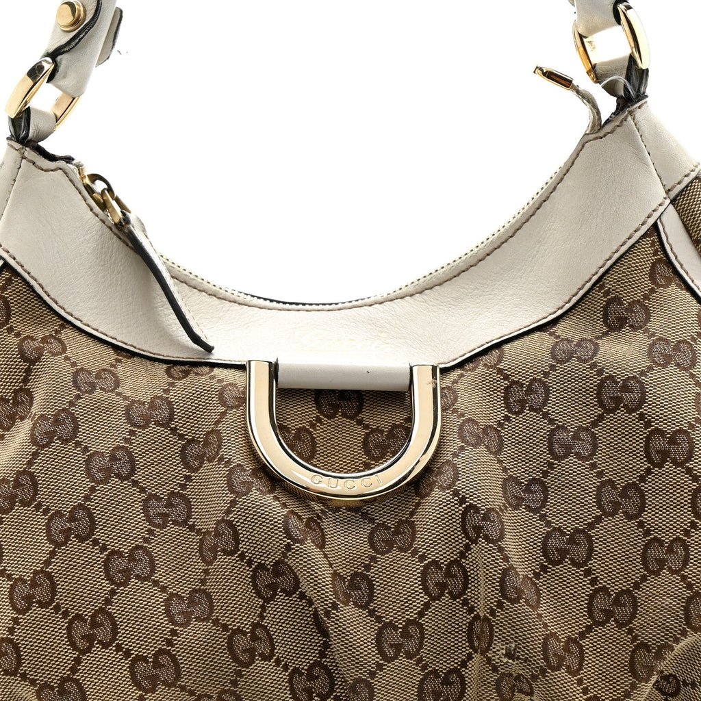 Monogram Medium D Gold Ring Hobo White