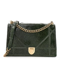 Ceramic Effect Deerskin Large Diorama Flap Bag Malachite Green