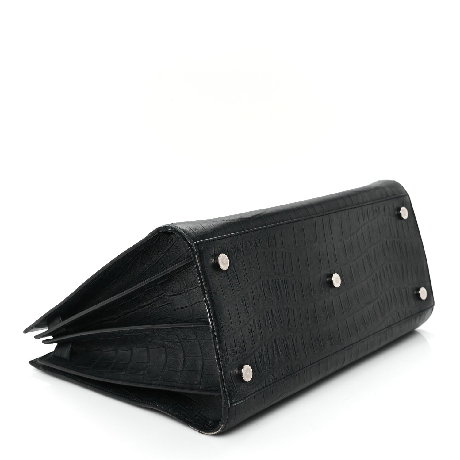 Calfskin Crocodile Embossed Large Sac De Jour Carryall Black