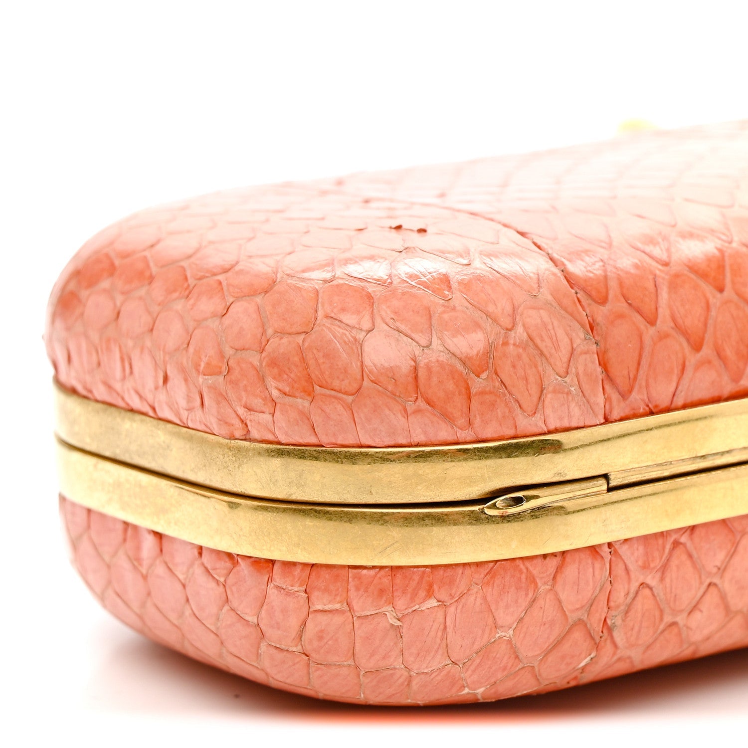 Snakeskin Knuckle Box Clutch Orange