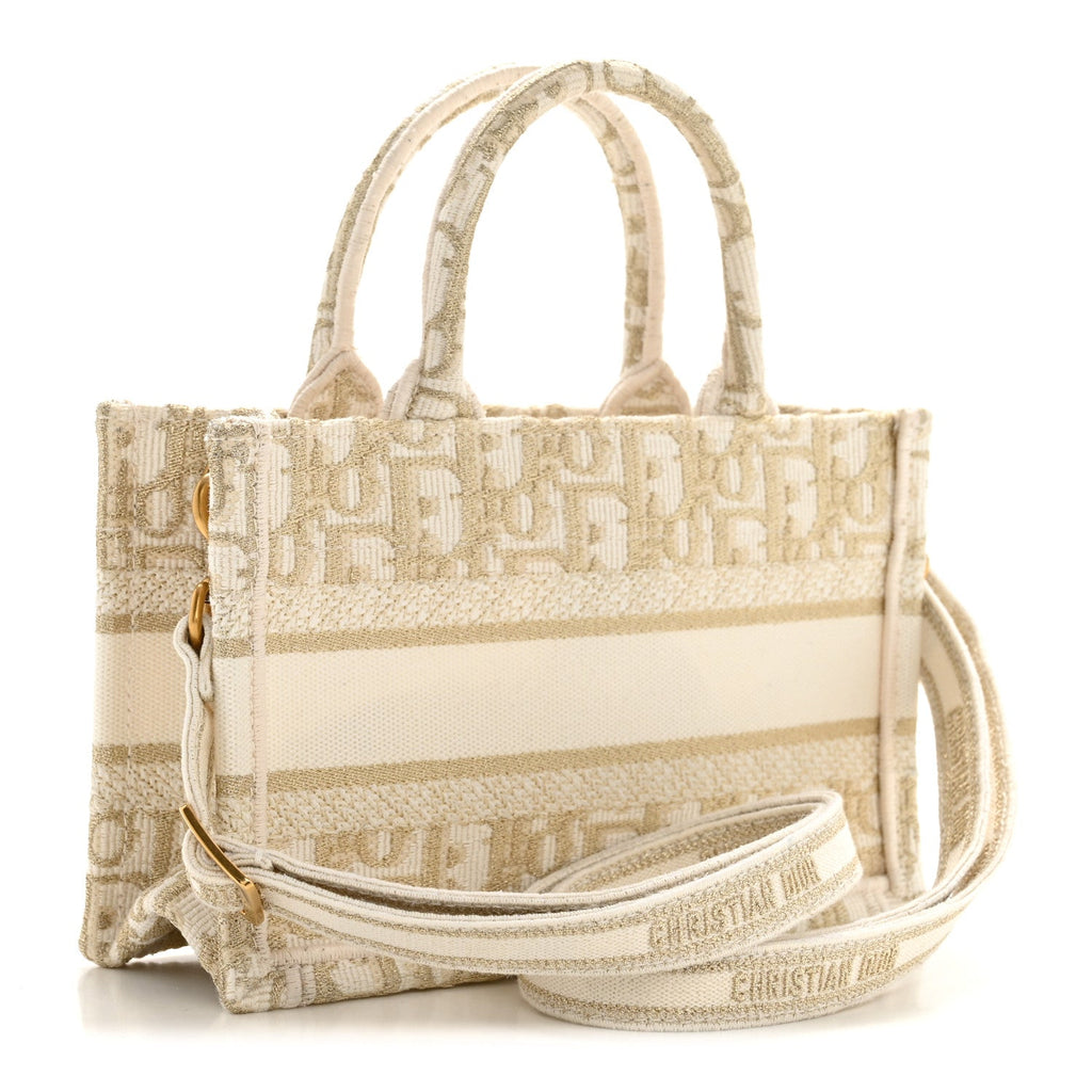 Oblique Mini Book Tote With Strap Gold Multicolor
