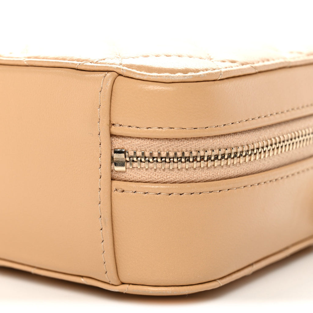 Lambskin Quilted CC Pearl Crush Camera Case Beige