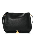 Shiny Lambskin Soft Triomphe Besace Bag Black