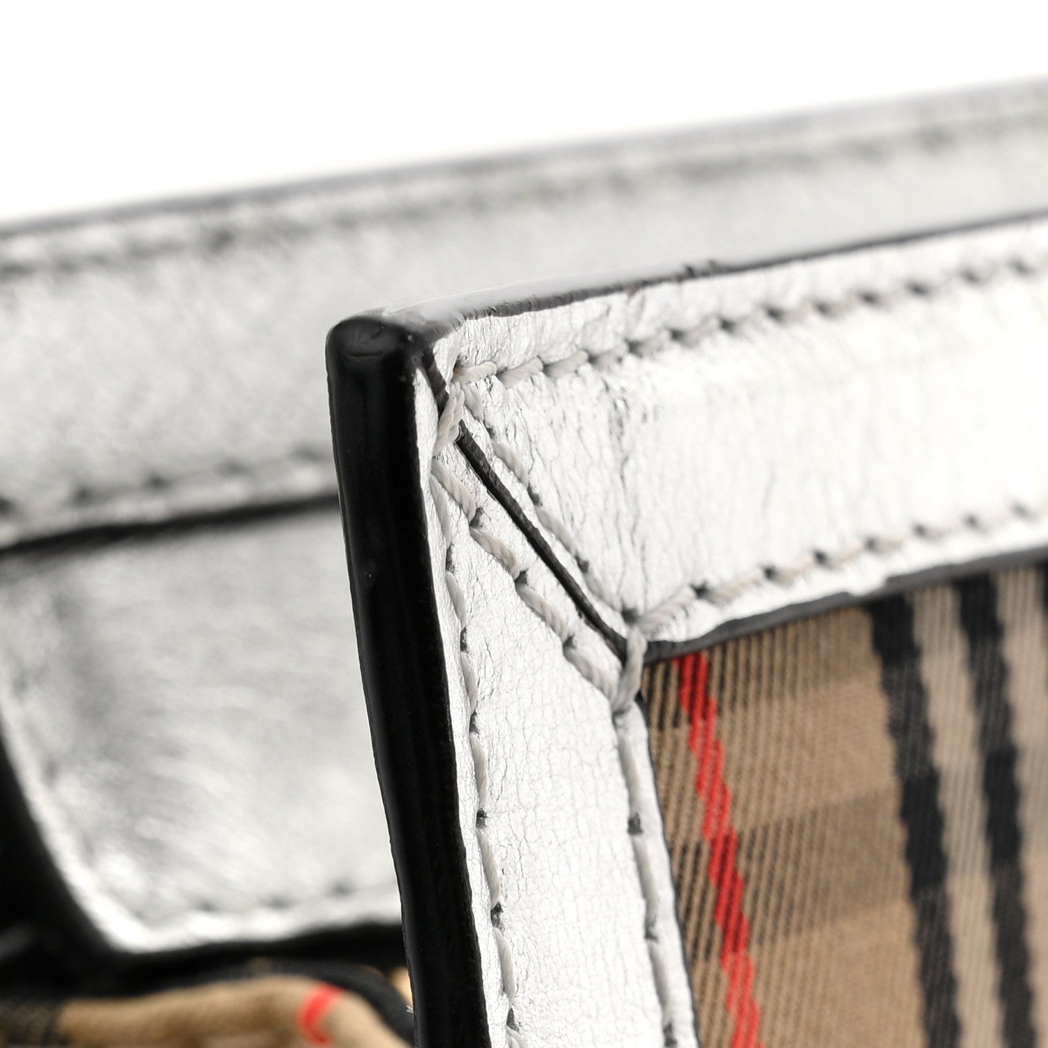 Metallic Calfskin 1983 Knight Check Link Zip Tote Silver