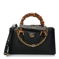 Textured Dollar Calfskin Web Small Diana Shoulder Bag Black Dusty Grey
