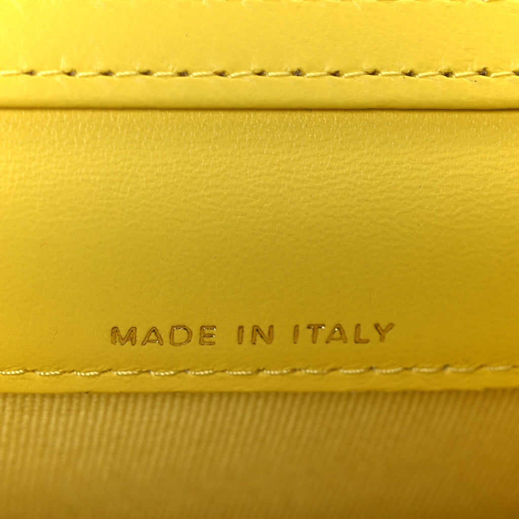 Lambskin Quilted Enamel Logo Flap  Holder On Chain Yellow