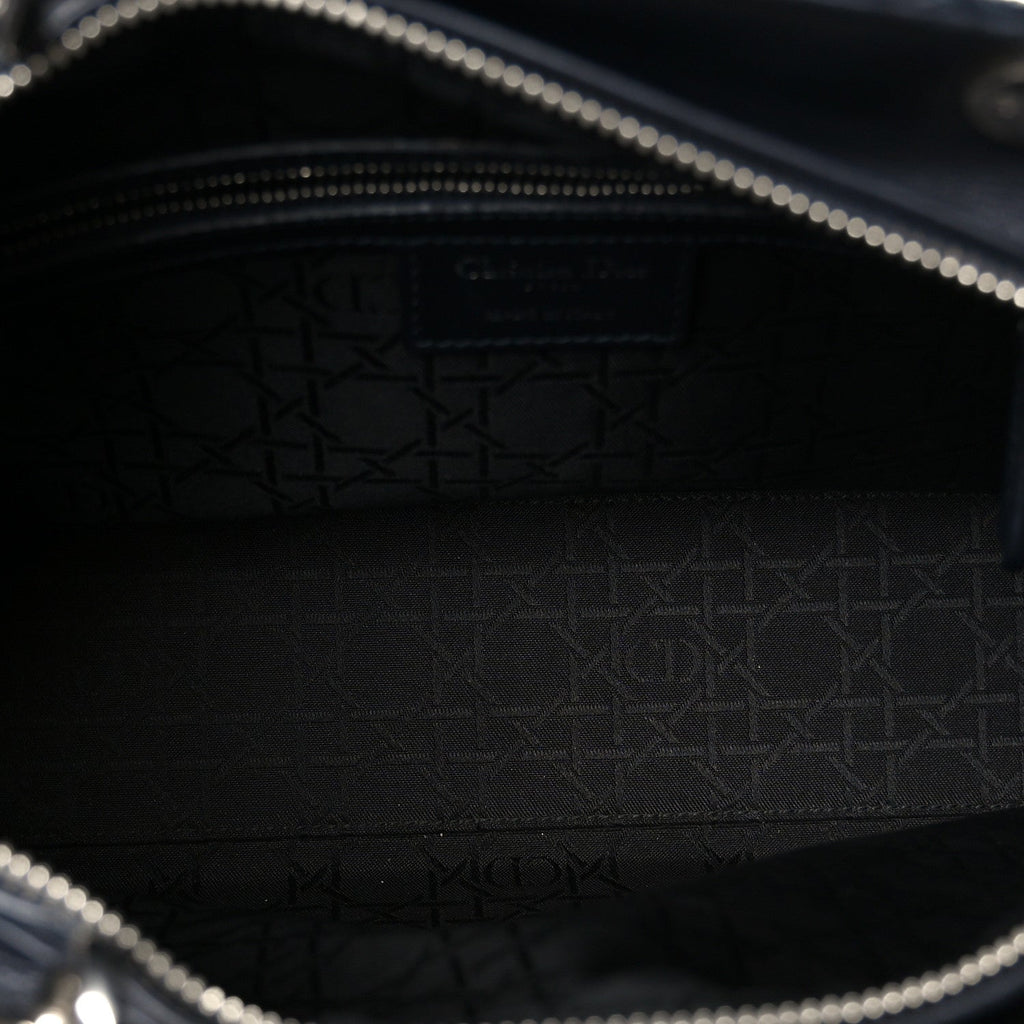 Lambskin Cannage Large Lady Dior Navy Blue