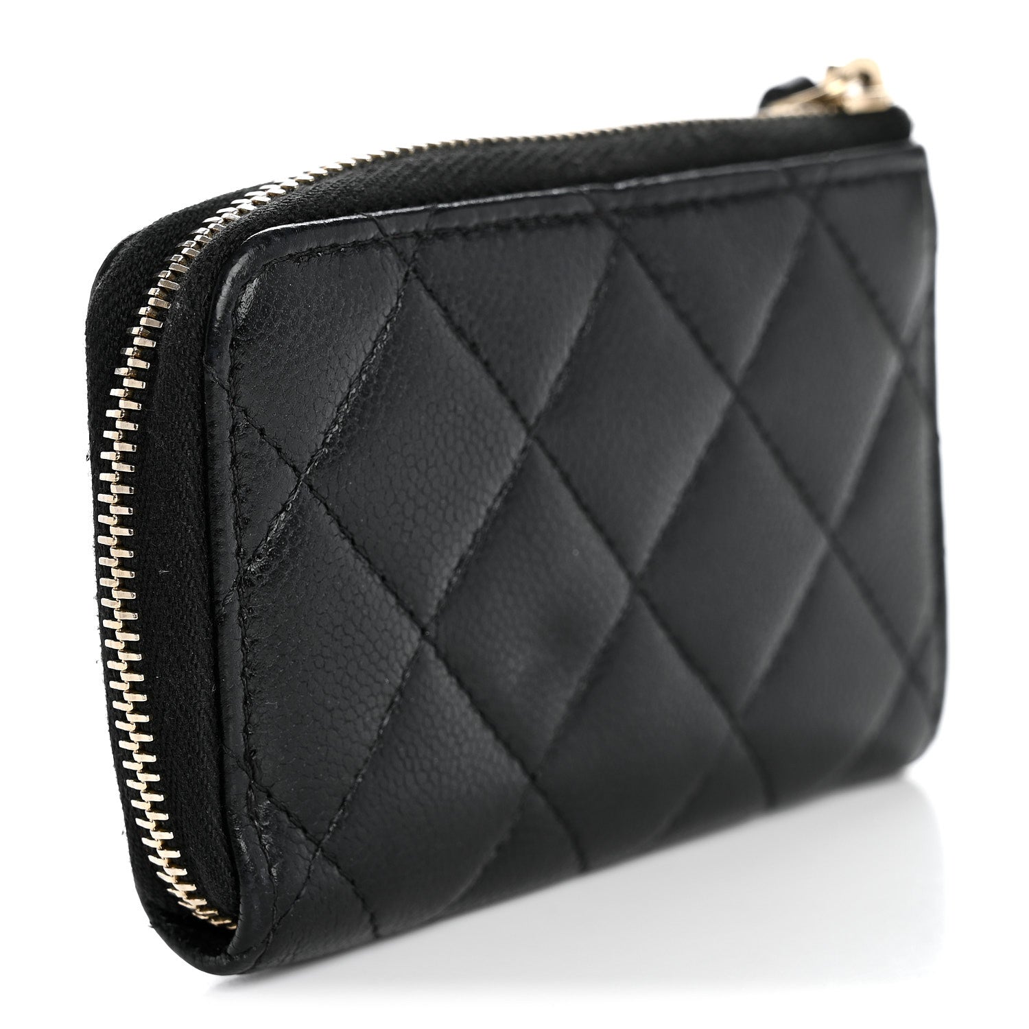Caviar Quilted Zipped Key Holder Case Black