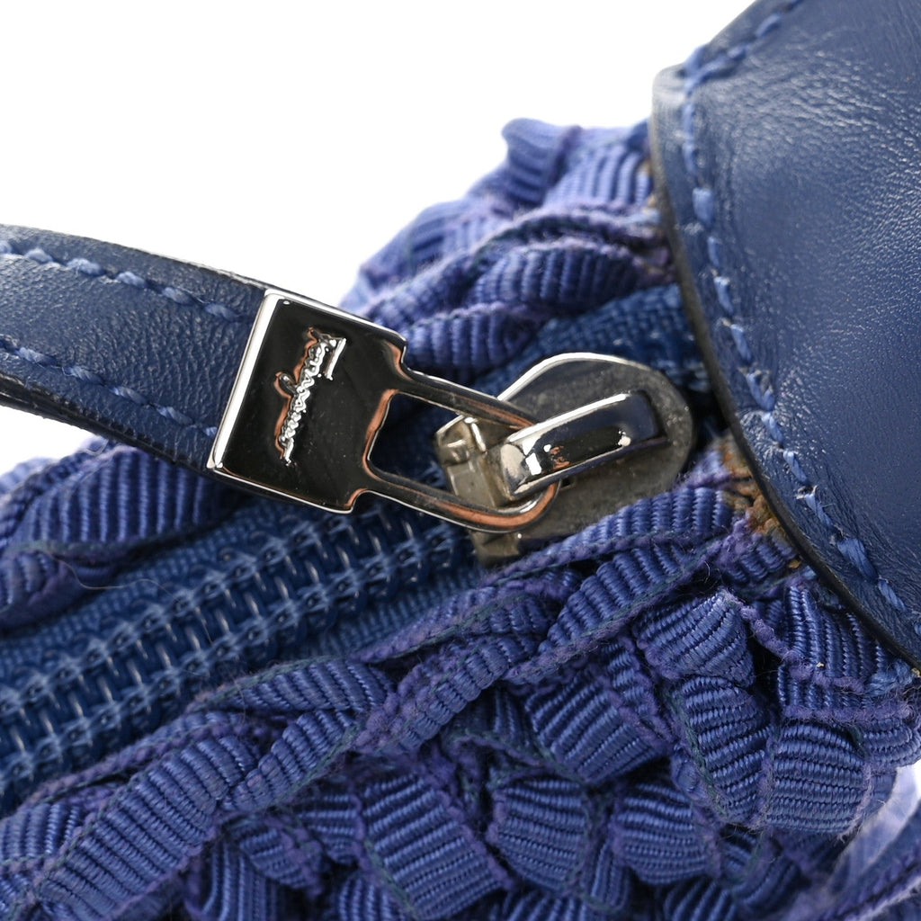Canvas Fringe Hug Shoulder Bag Blue