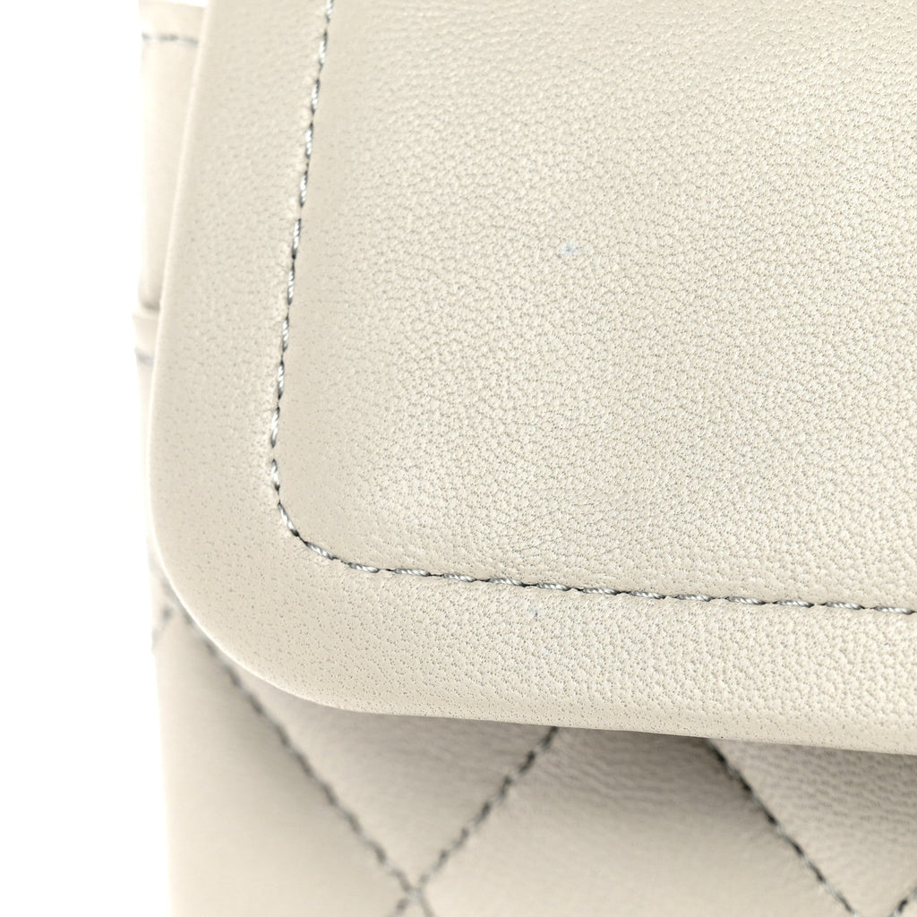 Lambskin Quilted Small Double Flap Grey