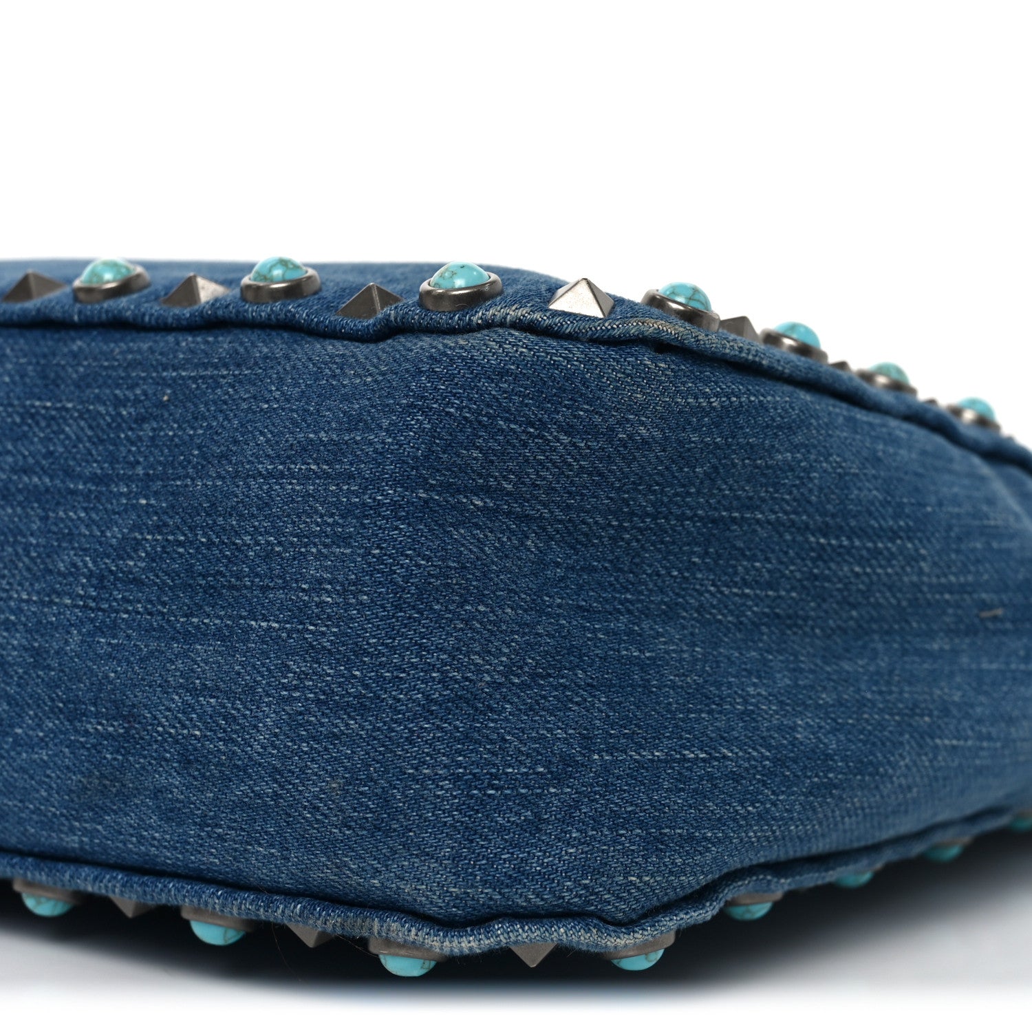 Denim Small Guitar Strap Rockstud Rolling Flip-Lock Messenger Bag Blue