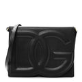 Calfskin DG Logo Flap Crossbody Bag Black