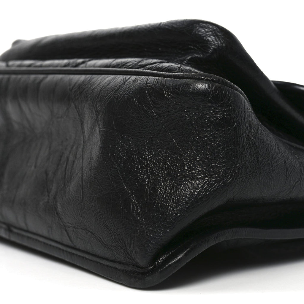 Crinkled Calfskin Matelasse Monogram Medium Niki Chain Satchel Black