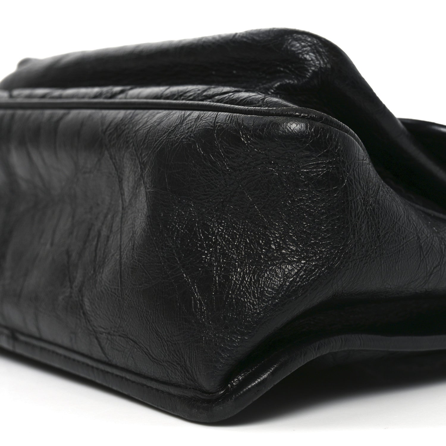 Crinkled Calfskin Matelasse Monogram Medium Niki Chain Satchel Black