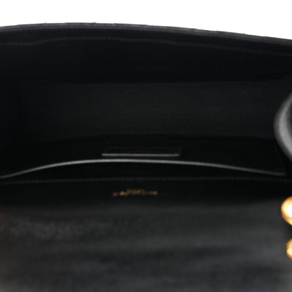 Grain De Poudre Textured Mixed Matelasse Triquilt Medium Monogram Satchel Black