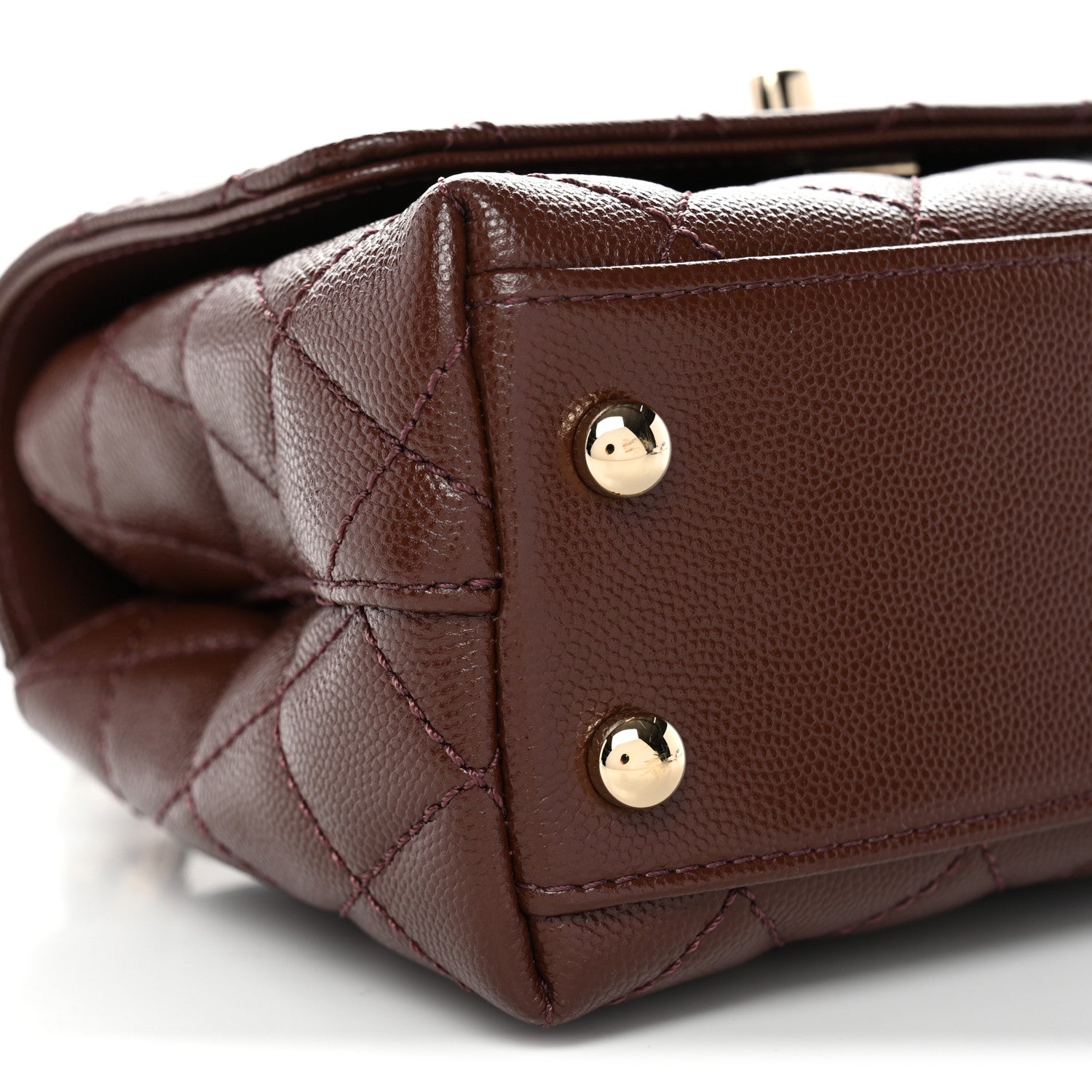 Caviar Quilted Extra Mini Coco Handle Flap Dark Brown
