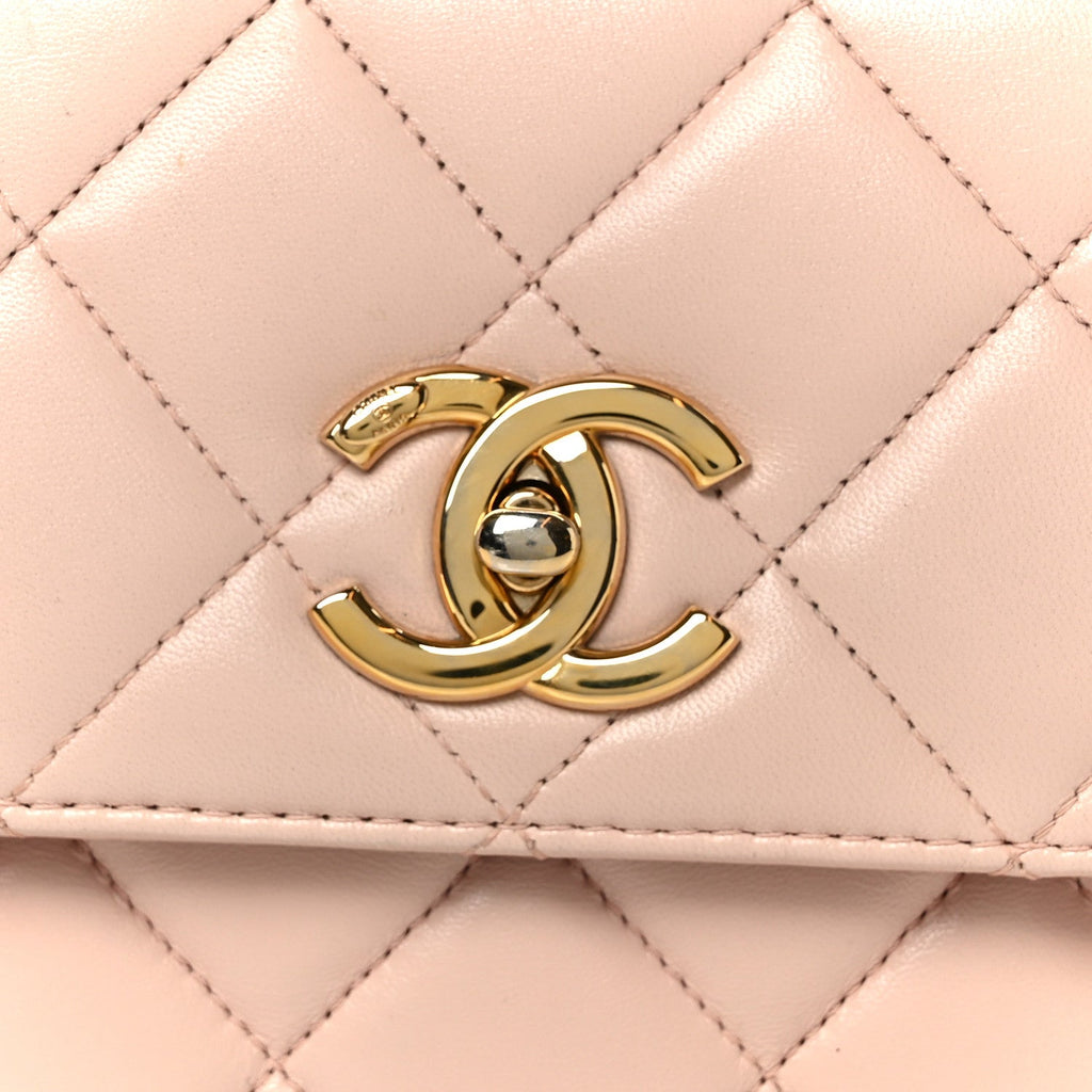 Lambskin Quilted Small Trendy CC Flap Dual Handle Bag Light Pink
