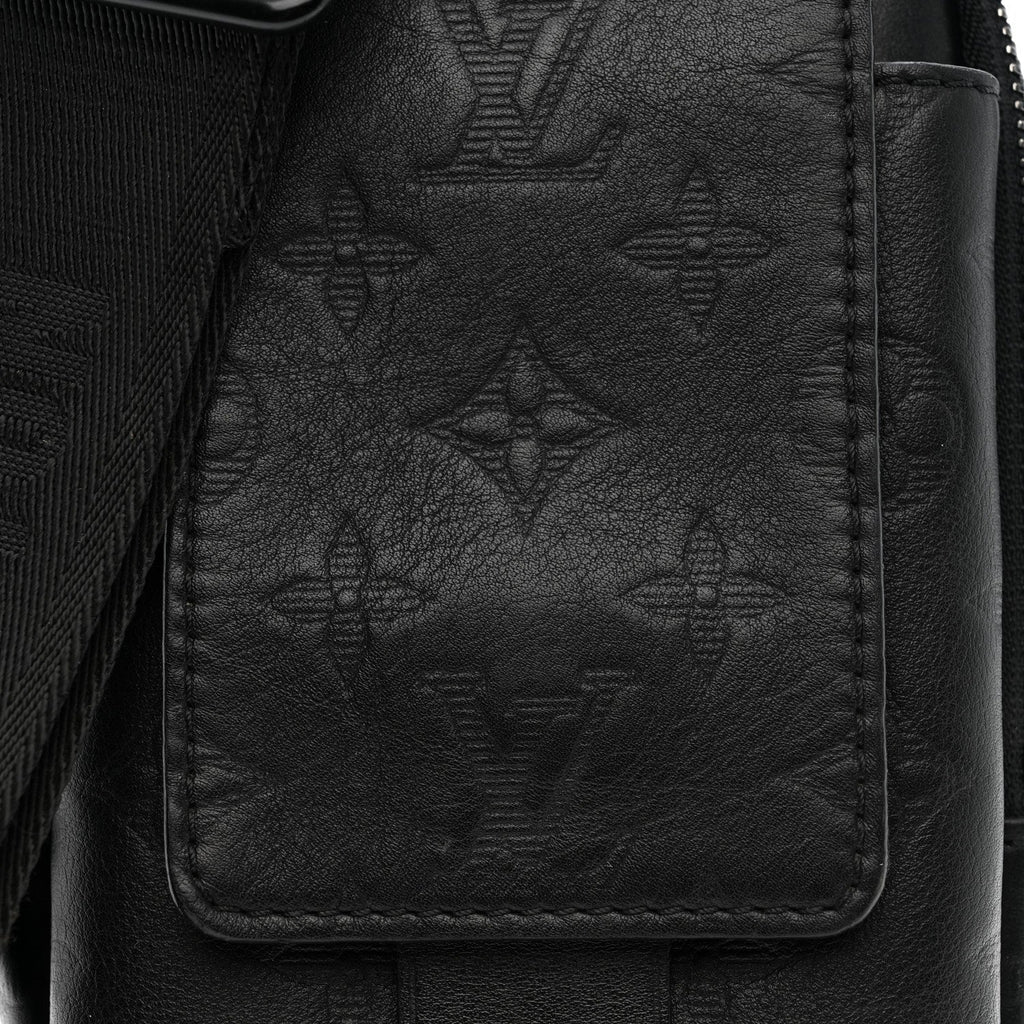 Calfskin Monogram Shadow Double Phone Pouch NM Black