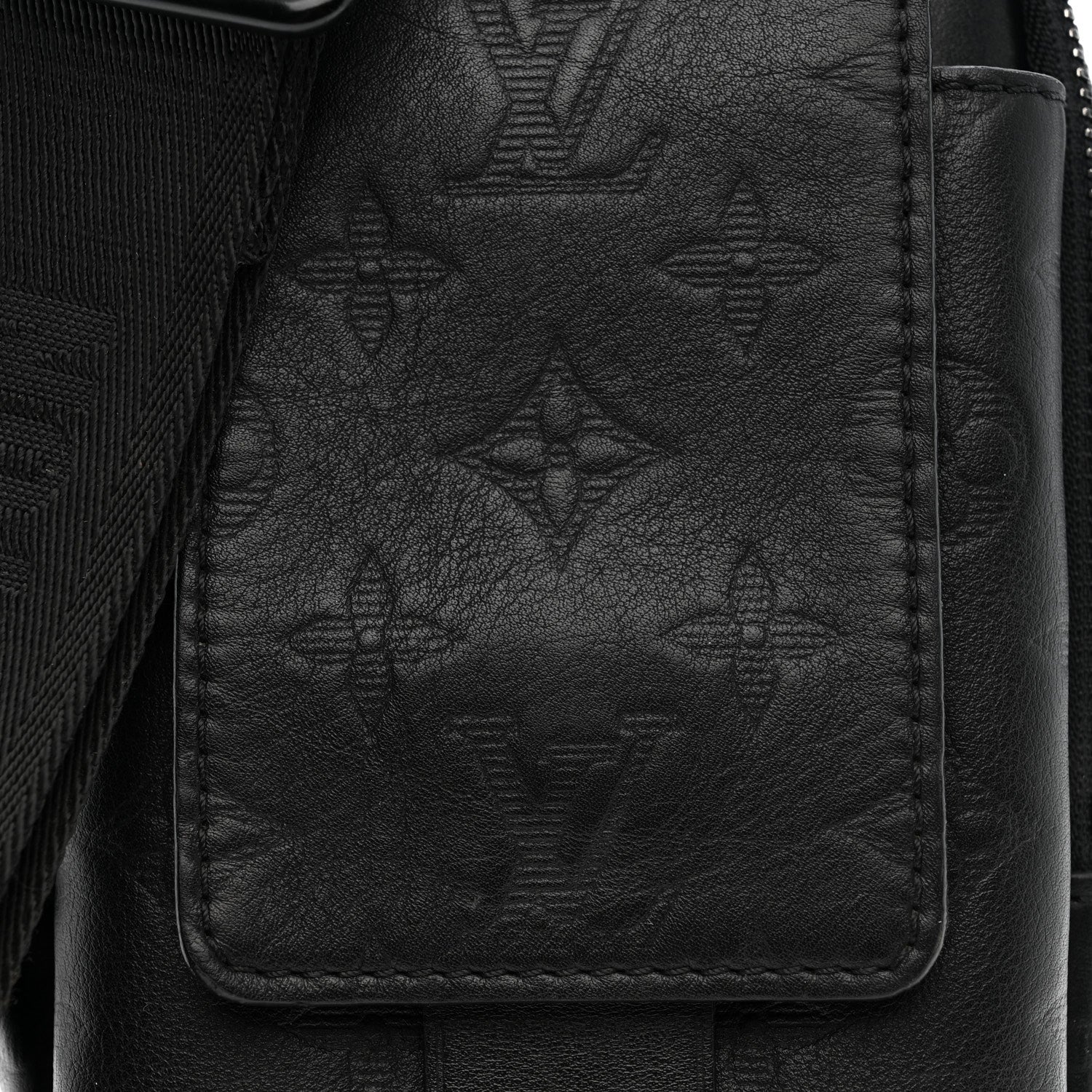 Calfskin Monogram Shadow Double Phone Pouch NM Black