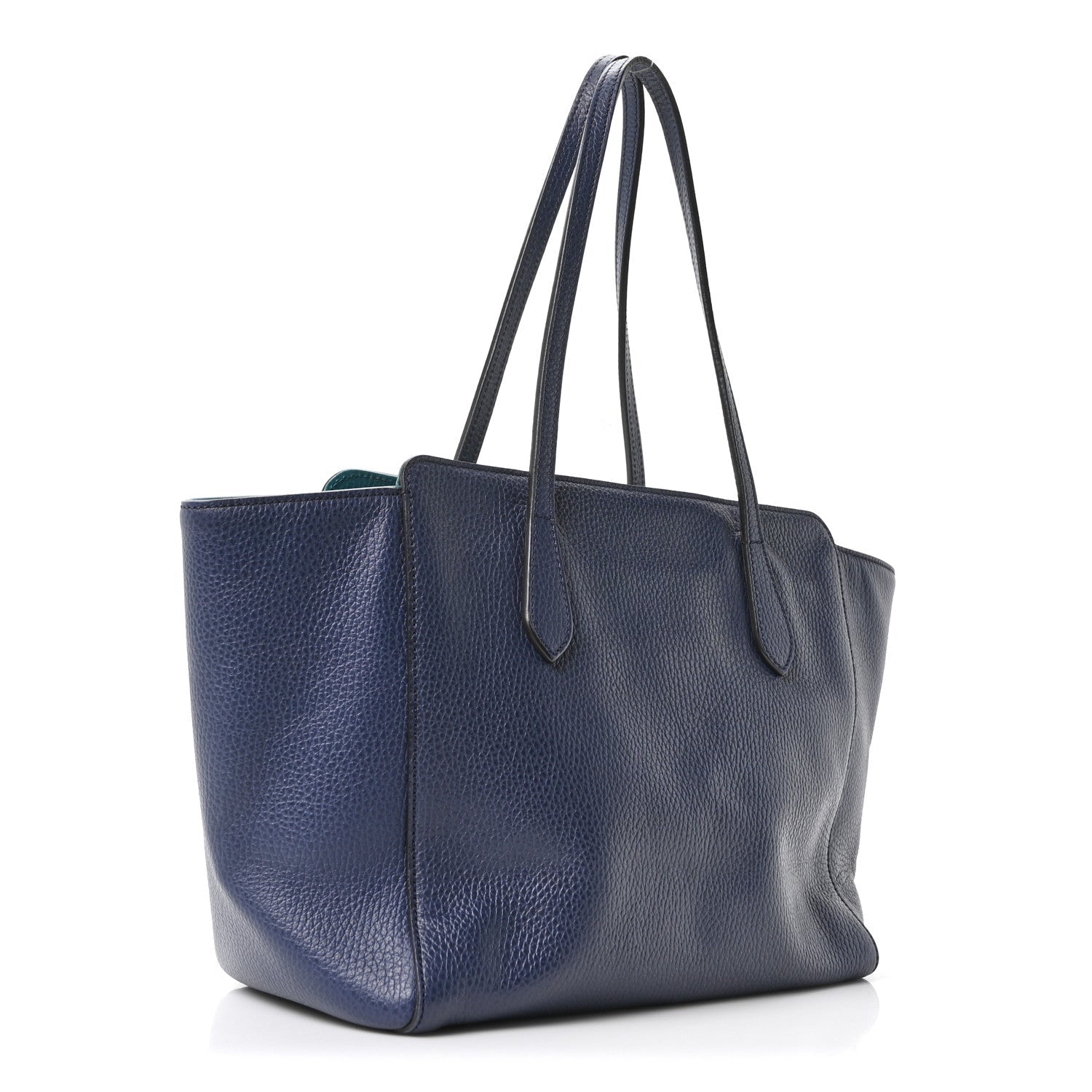 Dollar Calfskin Small Swing Tote Classic Marine Deep Cobalt