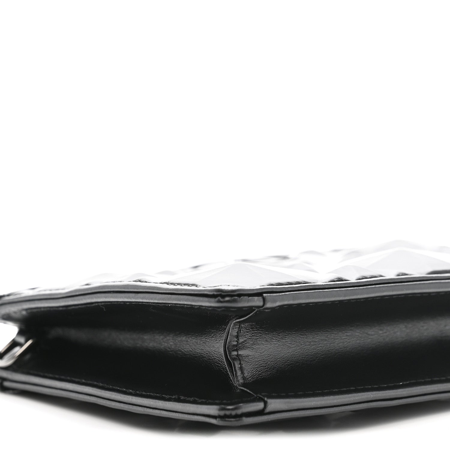 Calfskin Macrocannage Diamond Caro Zipped Pouch With Chain Black