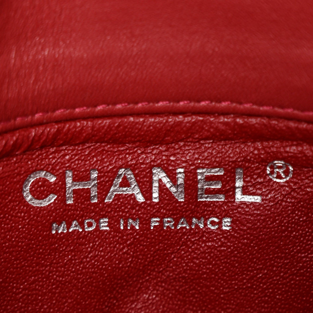Patent Quilted Mini Flap Clutch With Chain  Red