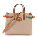 Jacquard Canvas Small Vlogo Antibes Shopping Bag Camel Natural