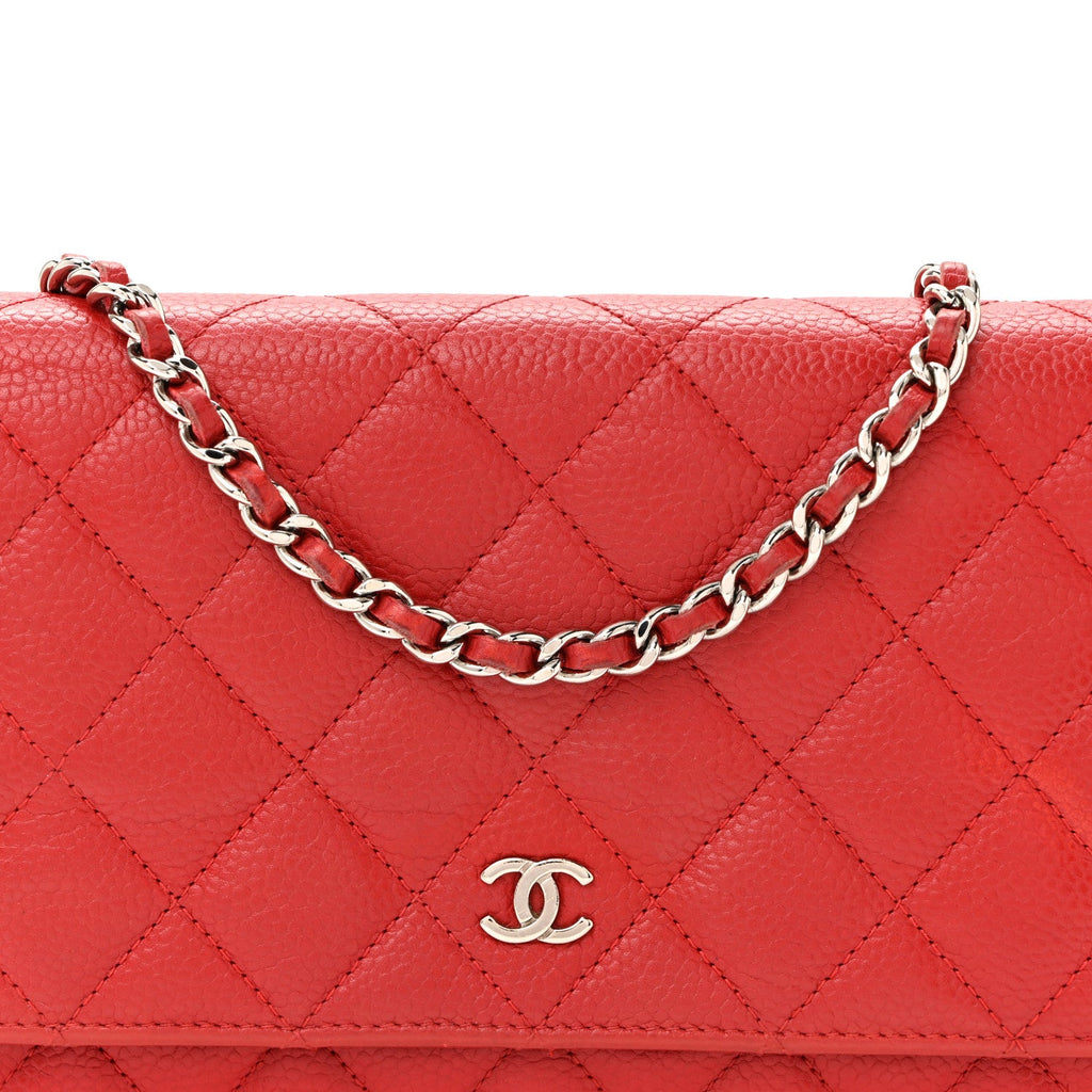 Caviar Quilted Wallet On Chain WOC Red