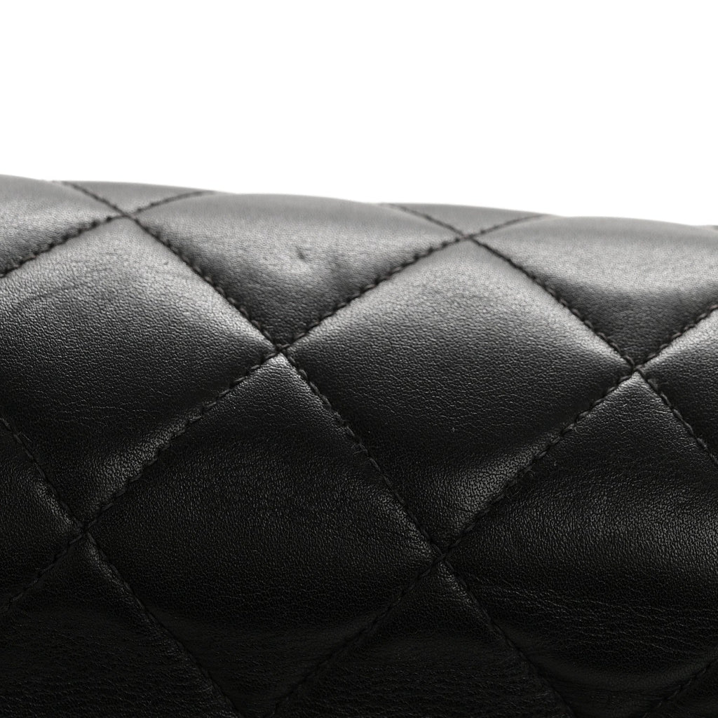 Lambskin Quilted XL Jumbo Single Flap Black