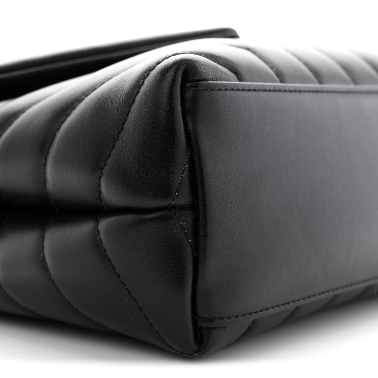 Calfskin Y Quilted Monogram Small Loulou Chain Satchel Black