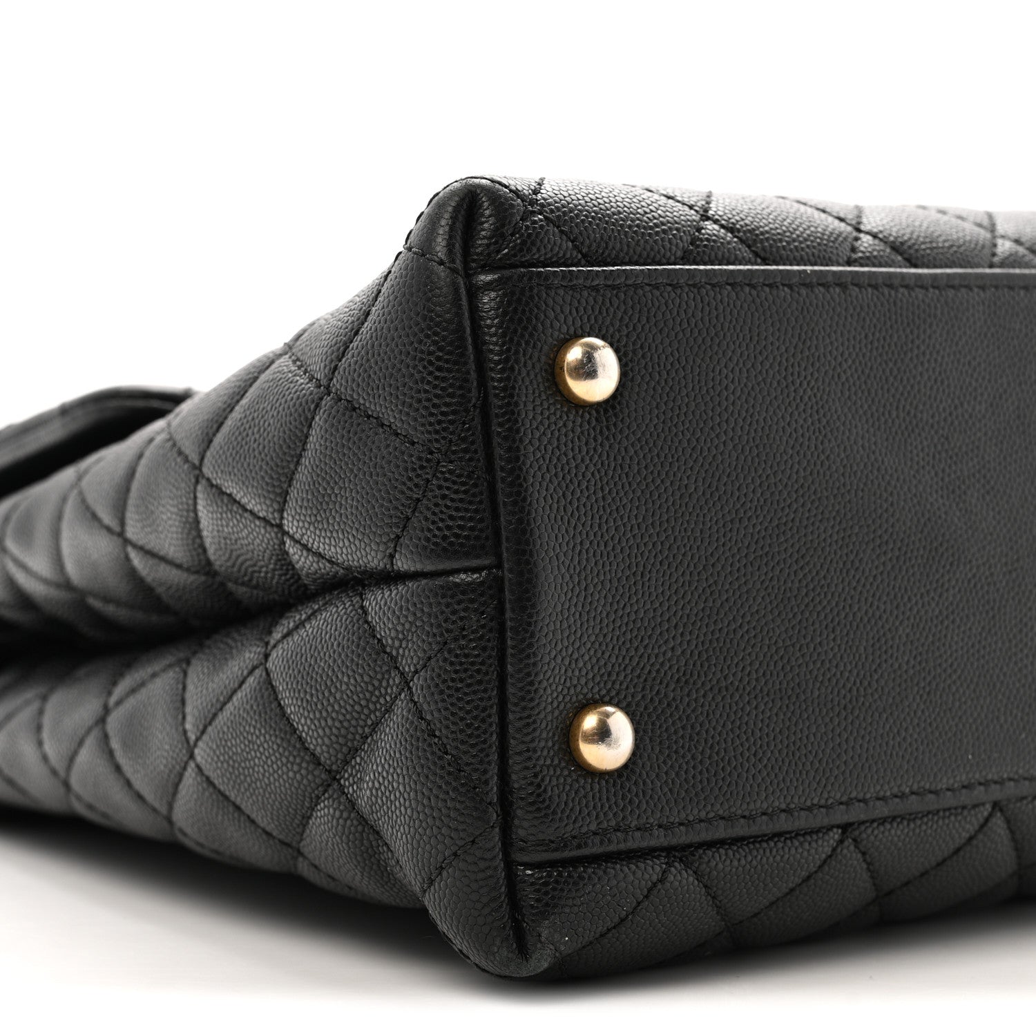 Caviar Lizard Quilted Large Coco Handle Flap Black