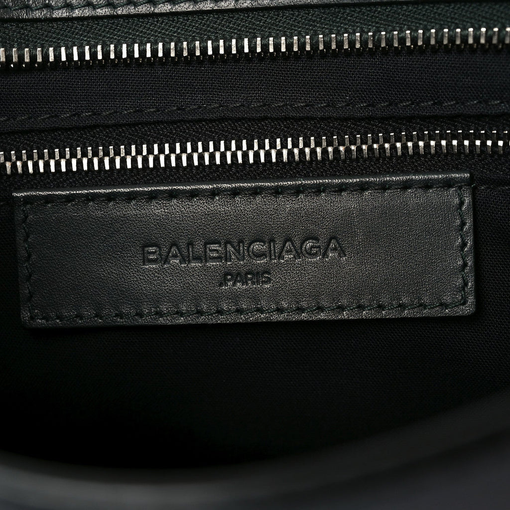 Smooth Calfskin Metallic Patent Giant 12 Silver Hardware City Vert Poker Fonce