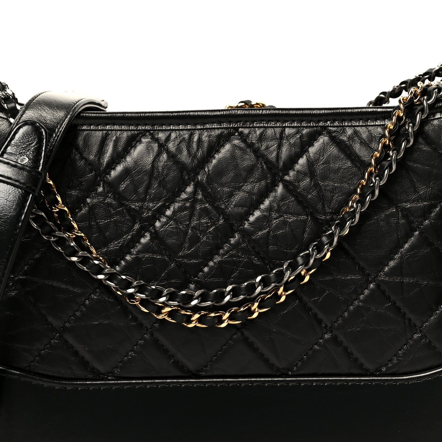 Aged Calfskin Quilted New Medium Gabrielle Hobo Black