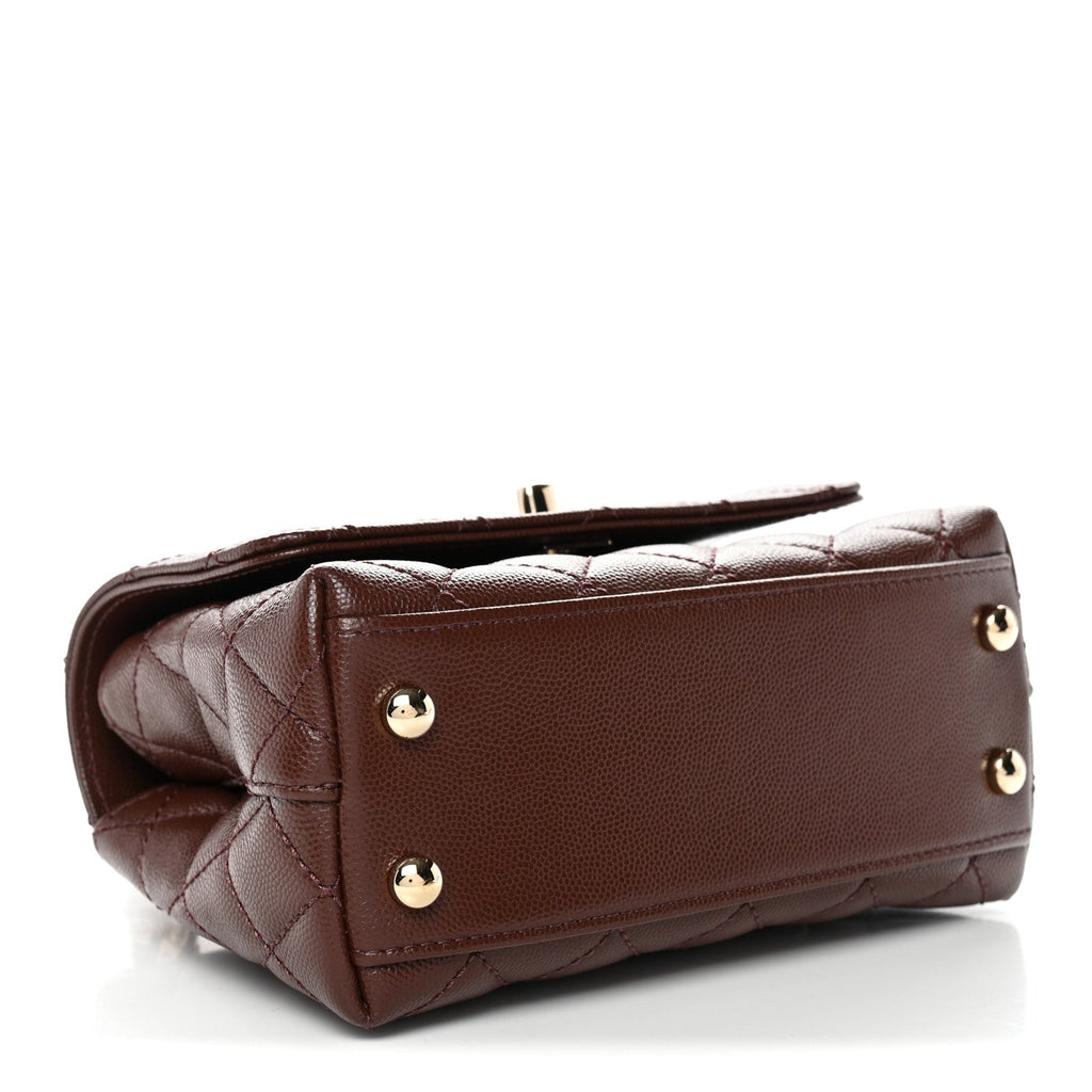 Caviar Quilted Extra Mini Coco Handle Flap Dark Brown