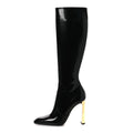 Vitello Marilyn Auteuil 105 Knee High Zip Boots 38.5 Black