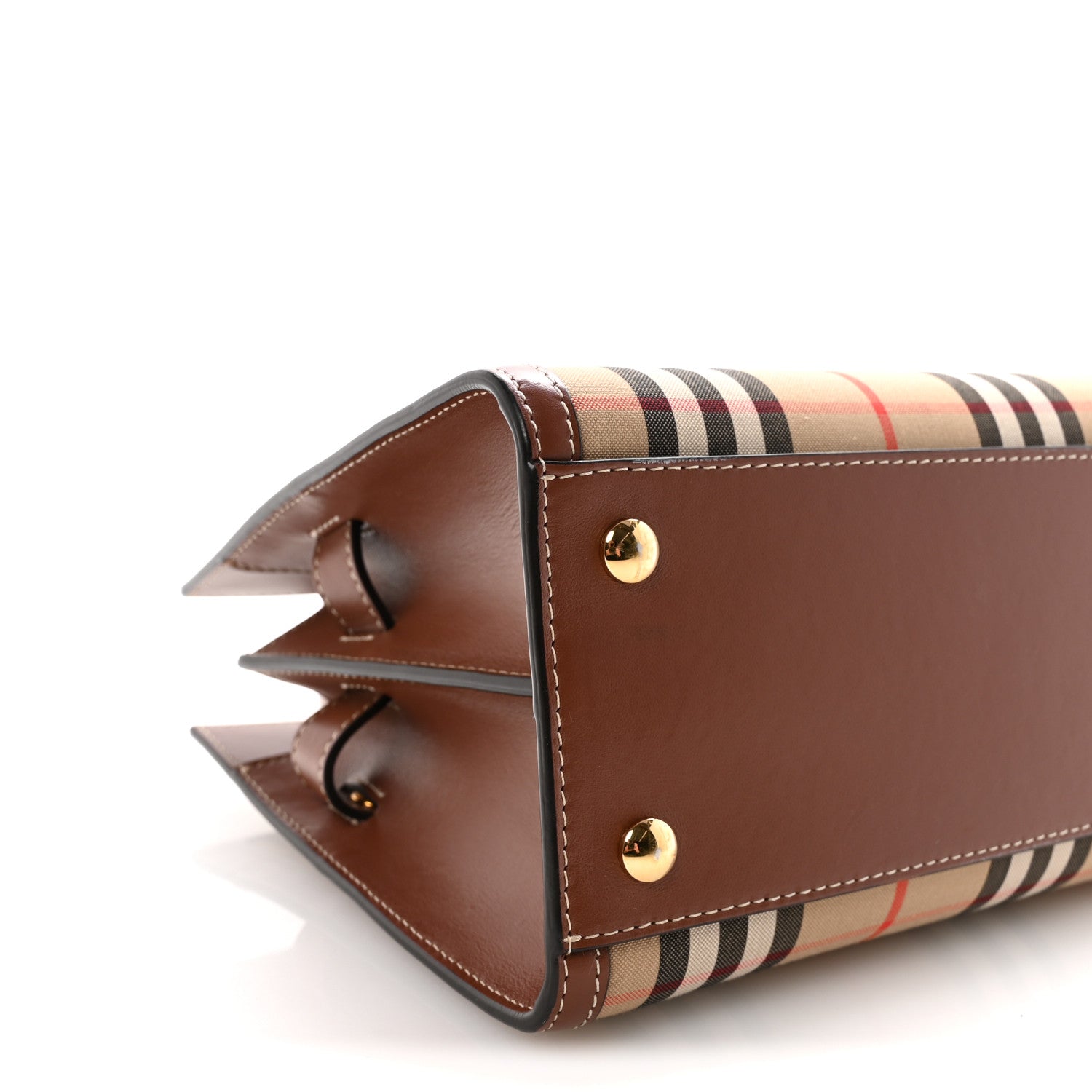 Calfskin Vintage Check Two Handle Title Bag Archive Beige