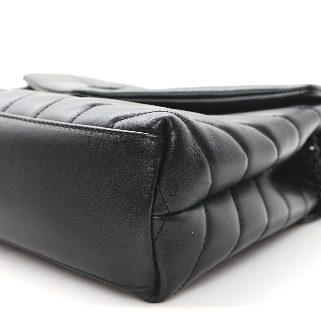 Calfskin Y Quilted Monogram Small Loulou Chain Satchel Black