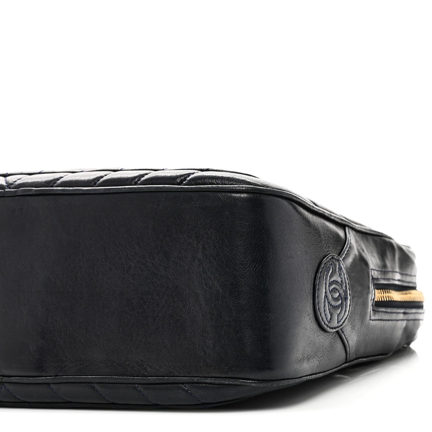 Lambskin Chevron Quilted Camera Case Navy