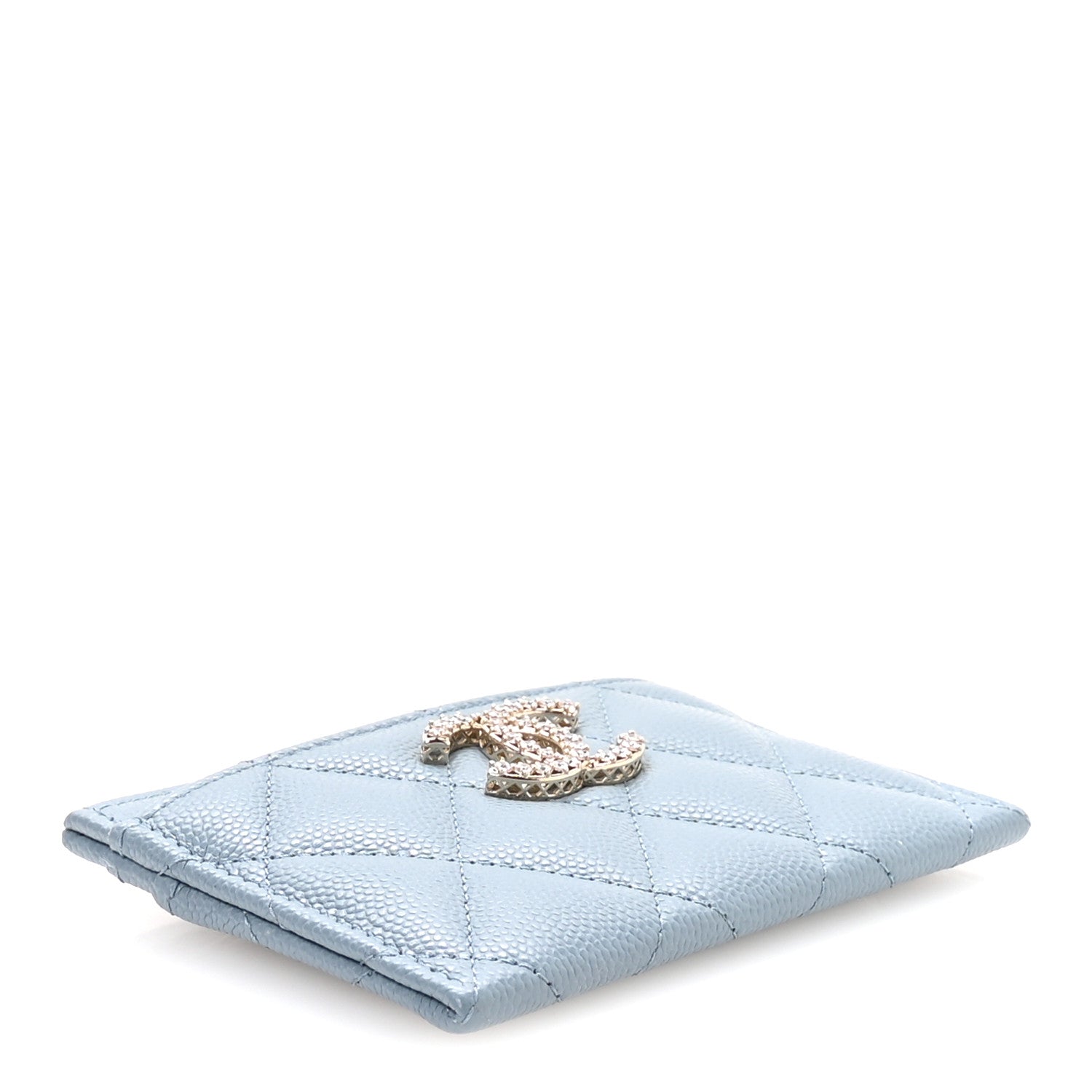 Caviar Quilted Crystal  Holder Light Blue