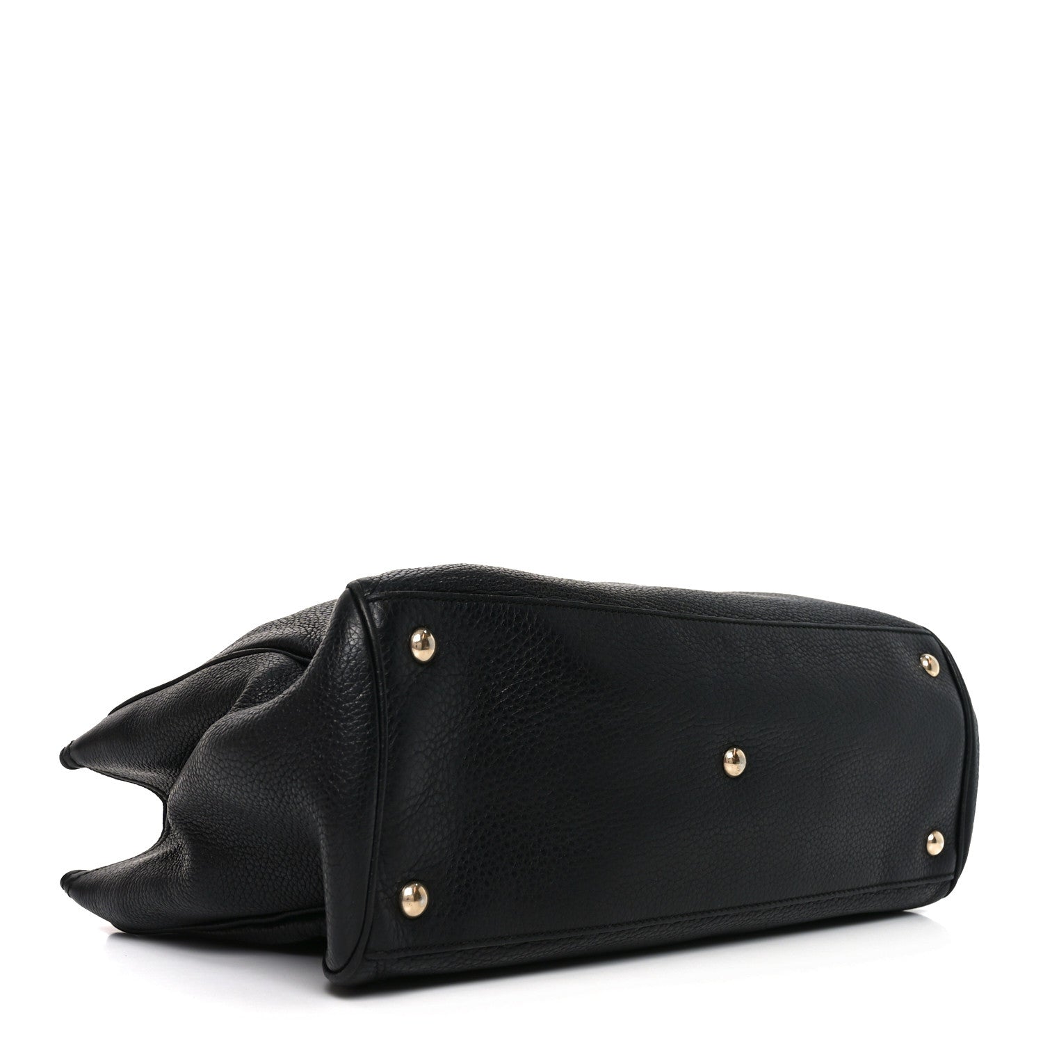 Pebbled Calfskin Medium Bamboo Shopper Tote Black