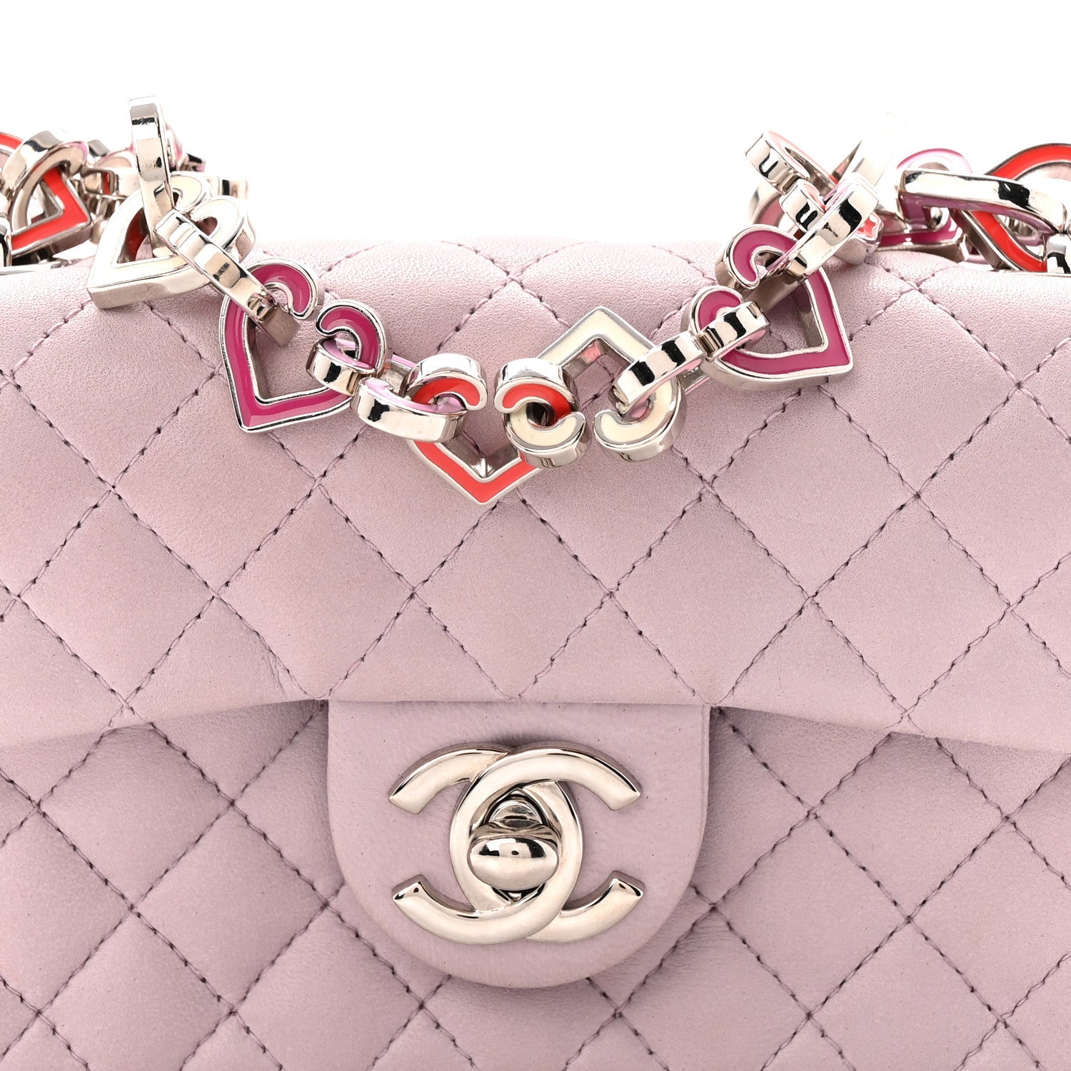 Lambskin Quilted Extra Mini Valentine Flap Lilac