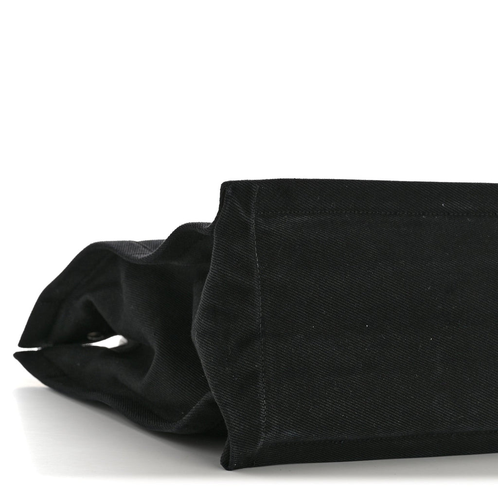 Linen Calfskin Rive Gauche North South Tote Black