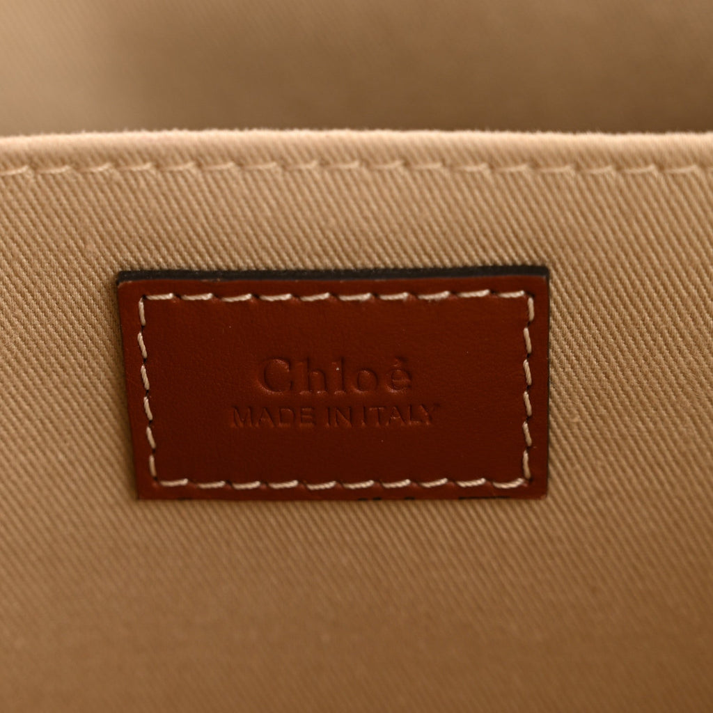 Cotton Calfskin Medium Woody Ribbon Tote White Brown
